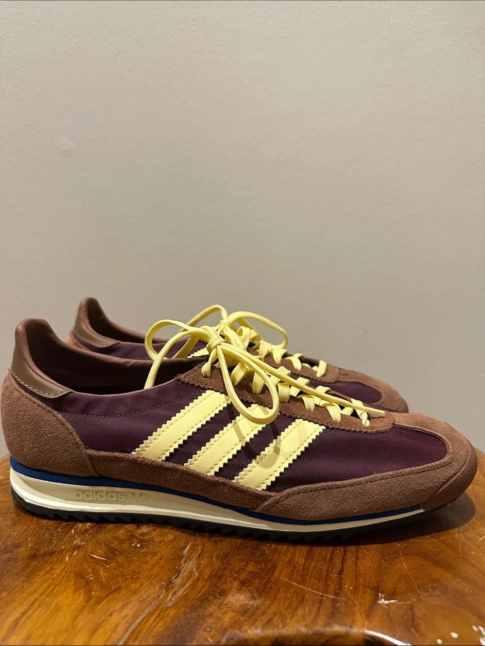 adidas Burgundy and Yellow Retro Runner Sneakers - Picture 2 of 7